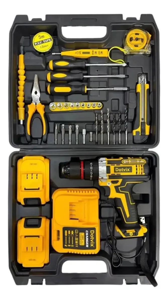 TALADRO INALAMBRICO + KIT DE HERRAMIENTAS