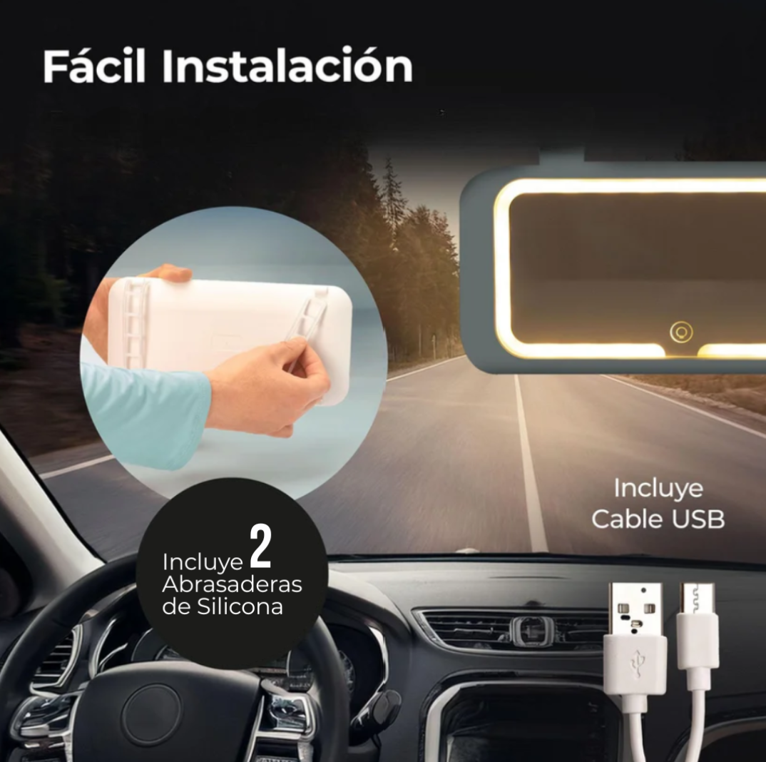 VANITY LED - Espejo con Luz LED para Carro